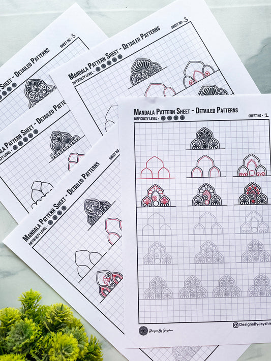 Step By Step - Assisted Mandala Pattern Sheets - Beginner Friendly