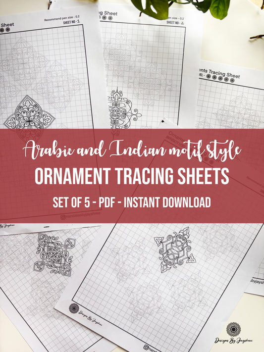 Ornament Mandala Pattern Sheets-5 , Mandala Practice Sheets,Digital Downloads