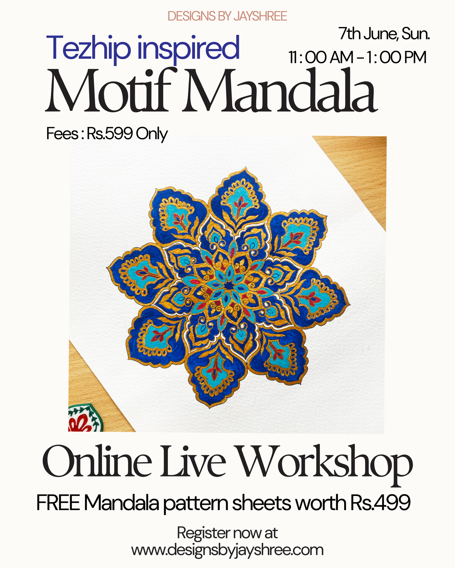 Tezhip Inspired Blue Mandala Workshop  - LIVE