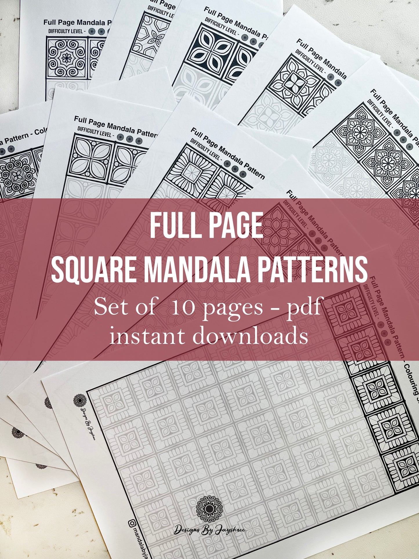 Mandala Full Page Set of 10 - Colouring & Tracing Pages #2