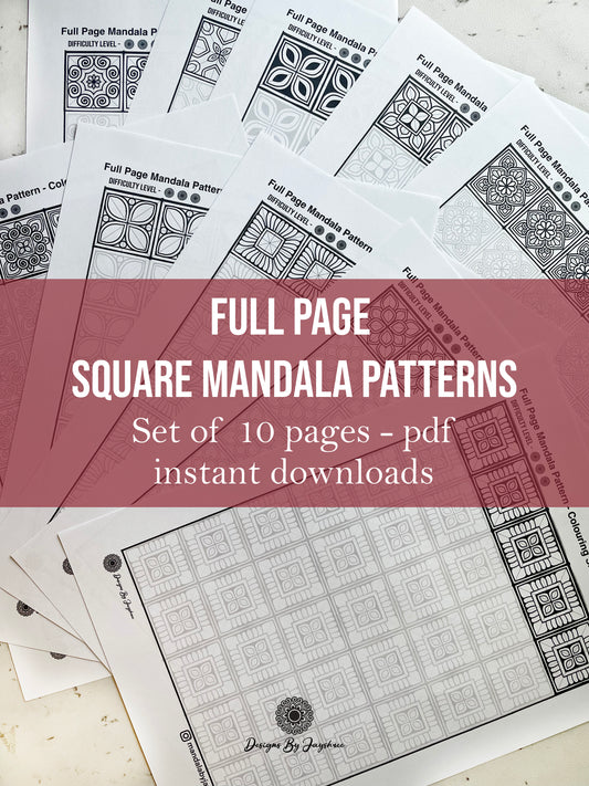 Mandala Full Page Set of 10 - Colouring & Tracing Pages #2