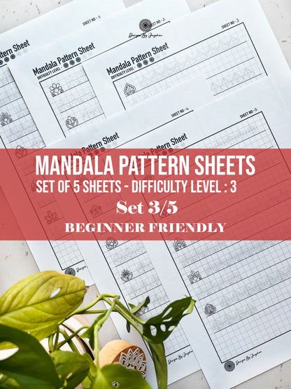 Beginners Mandala Pattern Sheets - Set 3 of 5 | Mandala Tracing Templates