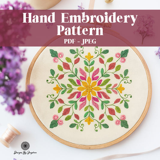 Printable Floral Mandala Motif for Hand Embroidery