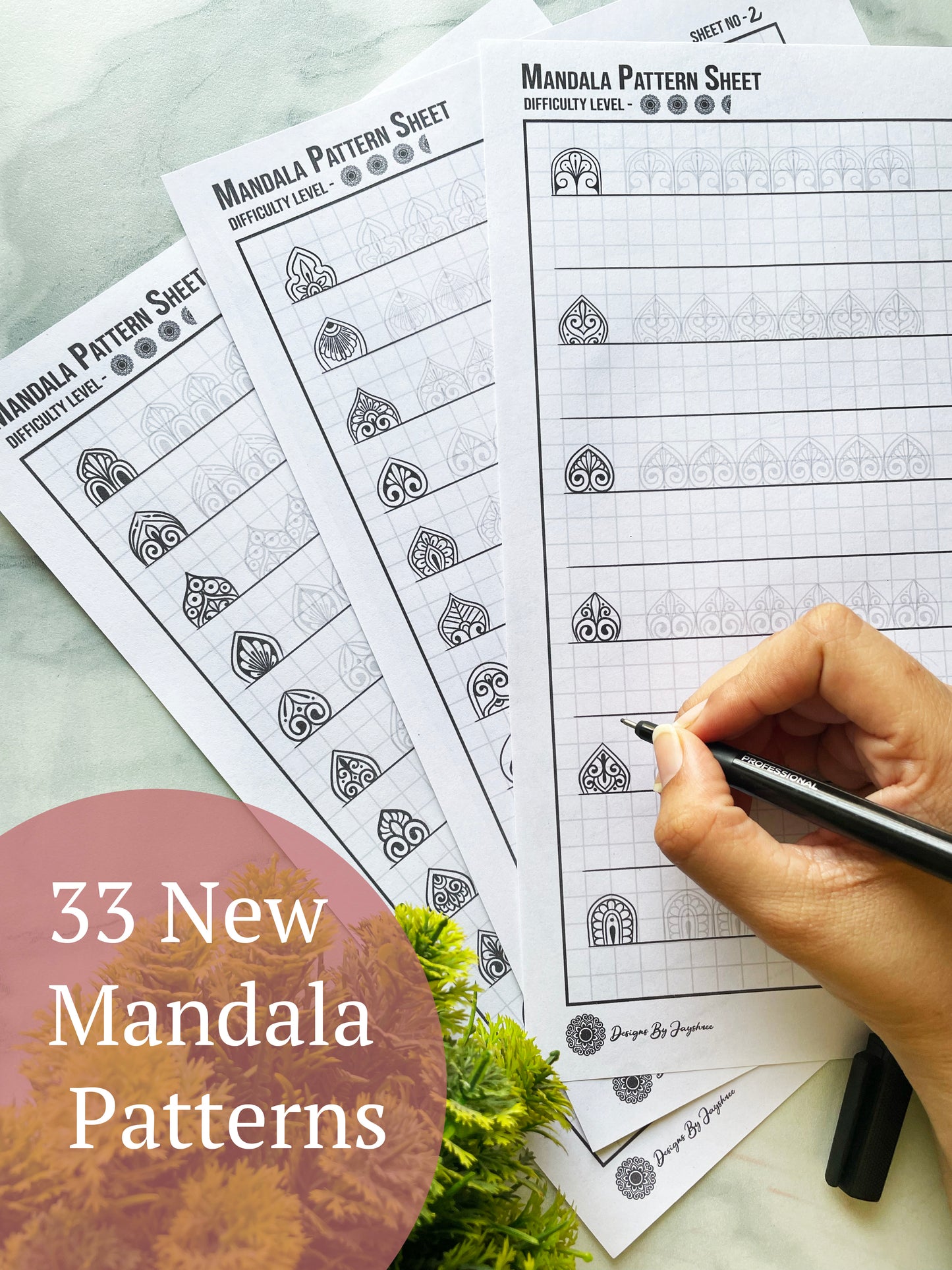 Mandala Pattern Sheets - 33 Patterns - Beginner Friendly