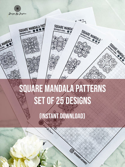 Square Mandala Pattern Sheets - 25 patterns