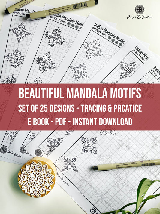 Indian Mandala Motif Pattern Sheet 25 Designs
