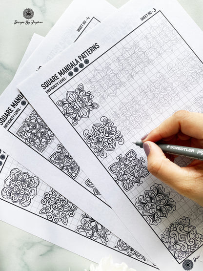 Square Mandala Pattern Sheets - 25 patterns