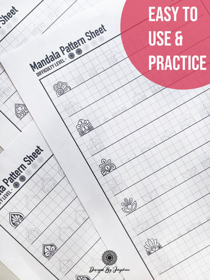 Beginners Mandala Pattern Sheets - Set 2 of 5 | Step By Step Mandala Tracing Templates