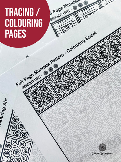 Mandala Full Page Set of 10 - Colouring & Tracing Pages #2