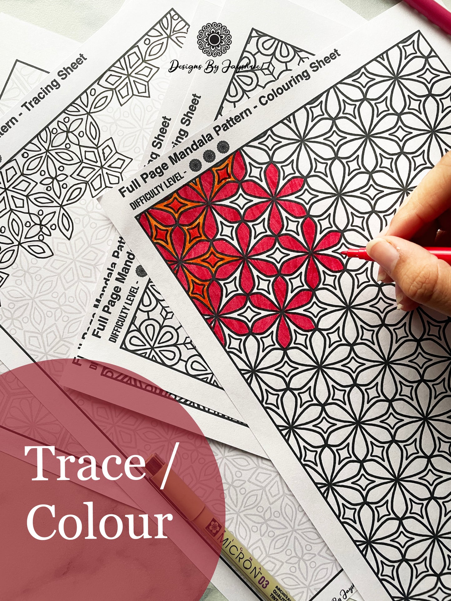 Mandala Full Page - Colouring & Tracing Pages - Zentangle Patterns