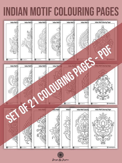Indian Motif Colouring & Tracing Pages - Set of 42 pages - 2 PDF