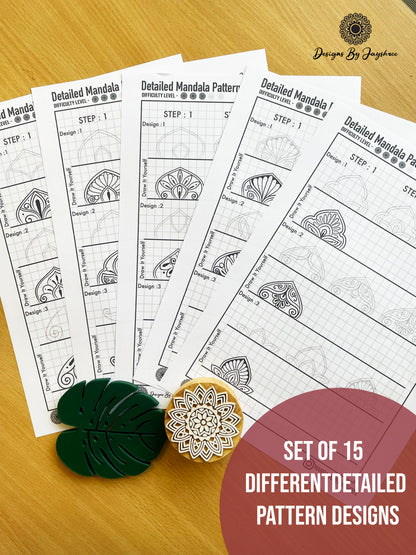 3 Step Detailed Mandala Pattern Sheets - Set of 15 Designs