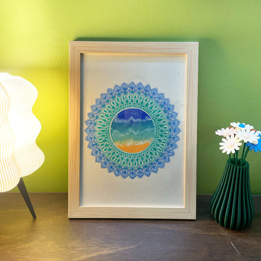 Ocean Inspired Mandala Painting - Gouache and Ink on Paper - Original Artwork
