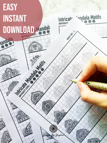 Intricate / Detailed Mandala Pattern Sheets - Set of 40 patterns - Digital Downloads