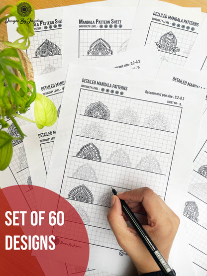 60 Detailed - Intricate Mandala Patterns - Set of 20 Pages