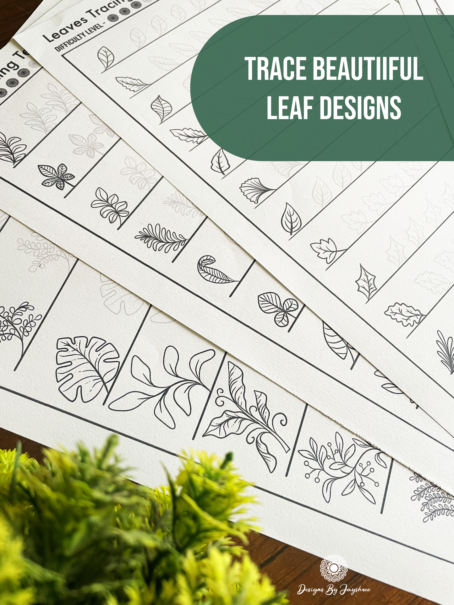 Leaf Design Tracing and Learning Templates 60+ Designs - Beginner Friendly - Digital Downloads