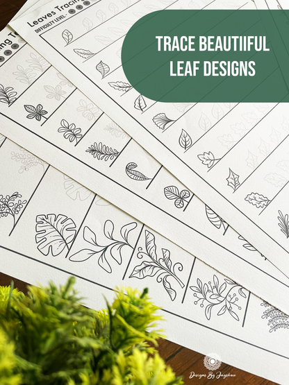 Leaf Design Tracing and Learning Templates 60+ Designs - Beginner Friendly - Digital Downloads