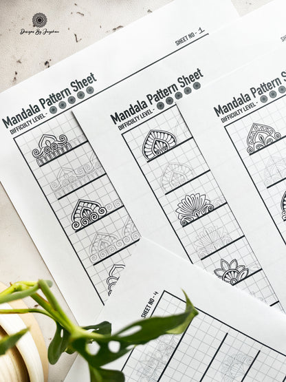 Beginners Mandala Pattern Sheets - Set 5 of 5 | Mandala Tracing Templates