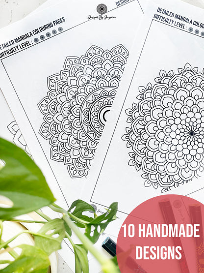 Mandala Colouring & Tracing Pages - Set of 10 Designs - 2 PDFs