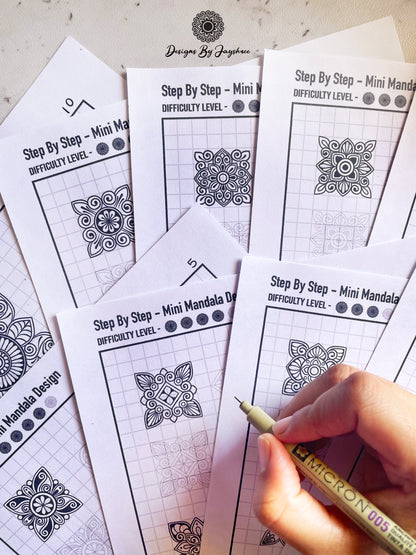 Step By Step - Mini Mandala Tracing Sheets - Beginner Friendly