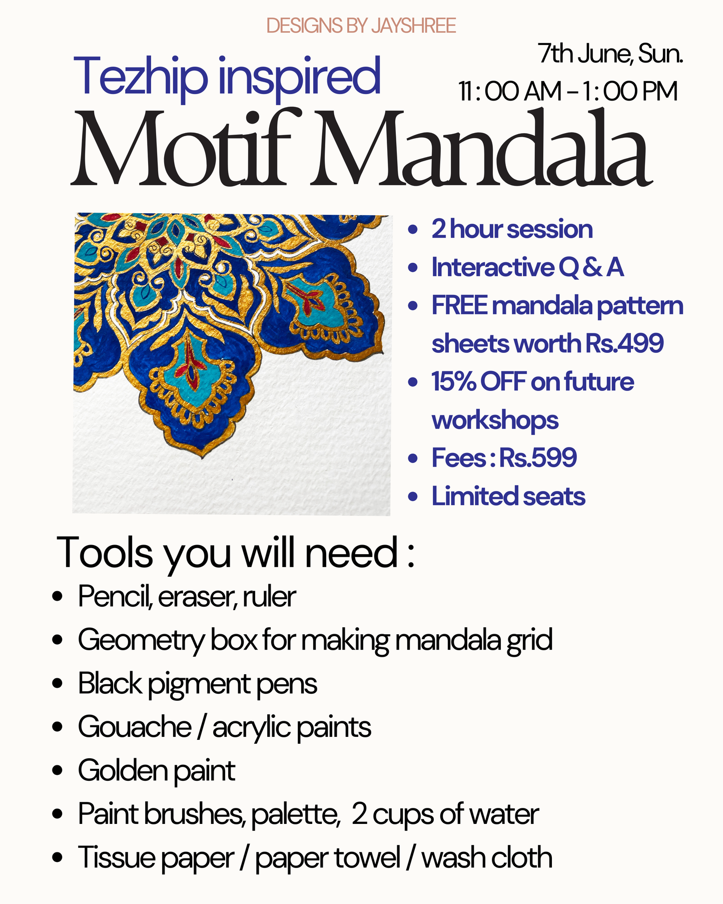 Tezhip Inspired Blue Mandala Workshop  - LIVE