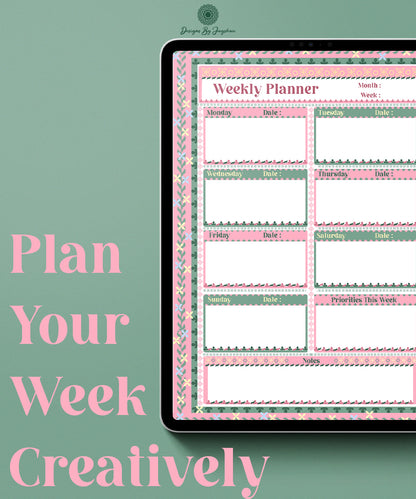 Weekly Planner – Handmade Indian Motif Printable & Instant Download Daily Schedule, Planner, Digital Planner, Digital Planner (Copy)