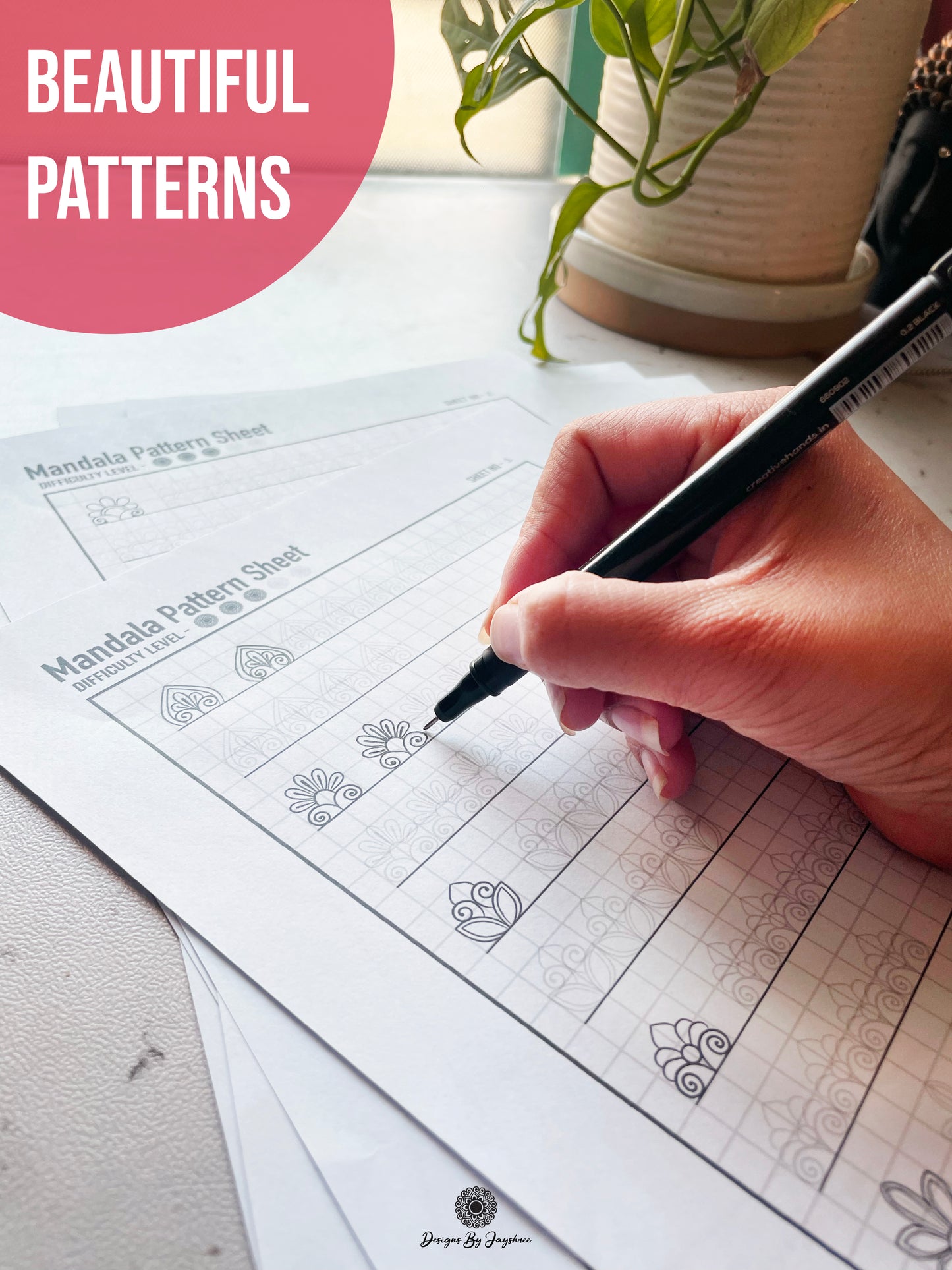 Beginners Mandala Pattern Sheets - Set 3 of 5 | Mandala Tracing Templates