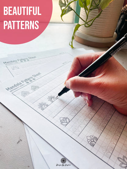 Beginners Mandala Pattern Sheets - Set 3 of 5 | Mandala Tracing Templates