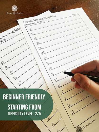 Leaf Design Tracing and Learning Templates 60+ Designs - Beginner Friendly - Digital Downloads
