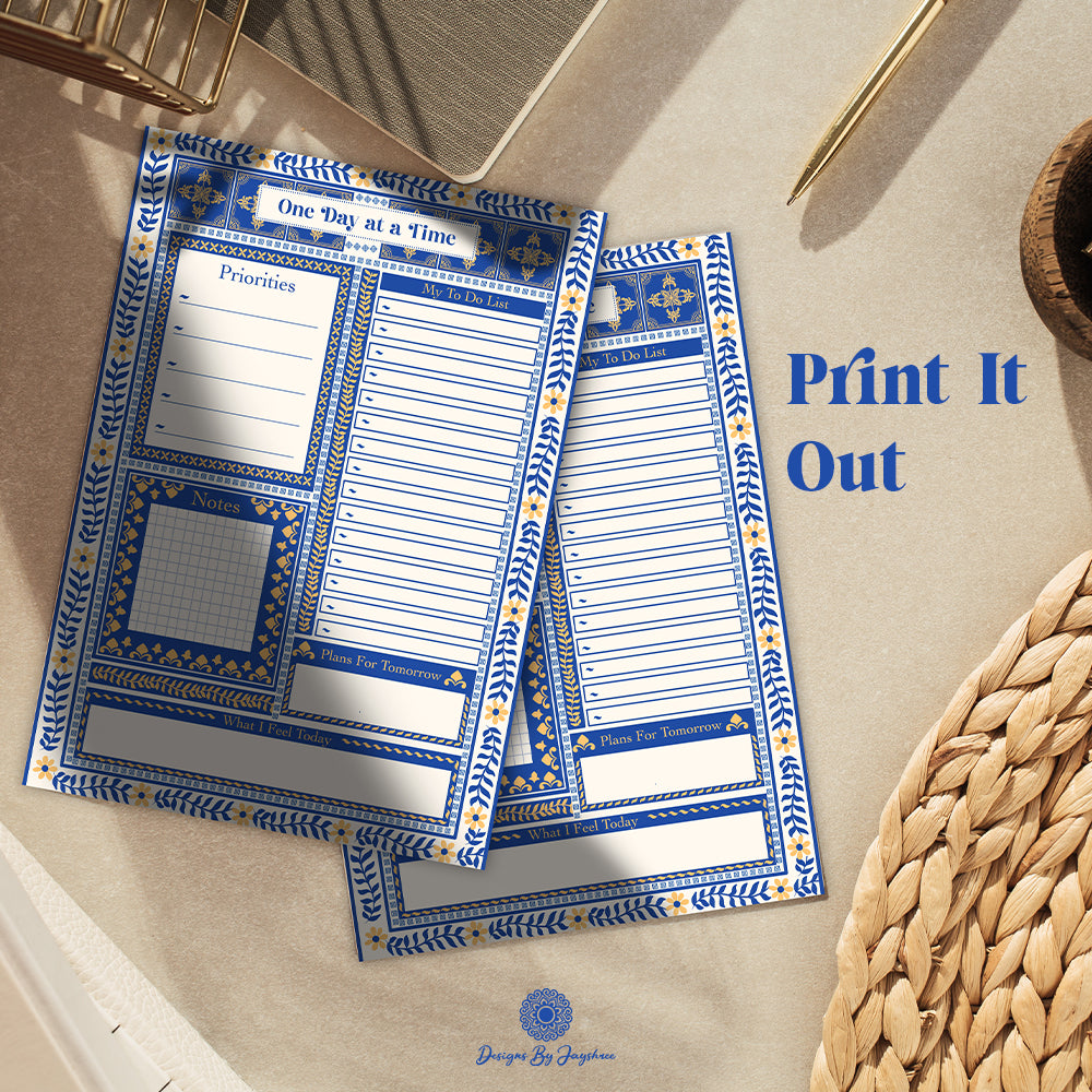 Undated Daily Planner – Handmade Indian Motif Printable & Instant Download Daily Schedule, Planner, Digital Planner, Digital Planner