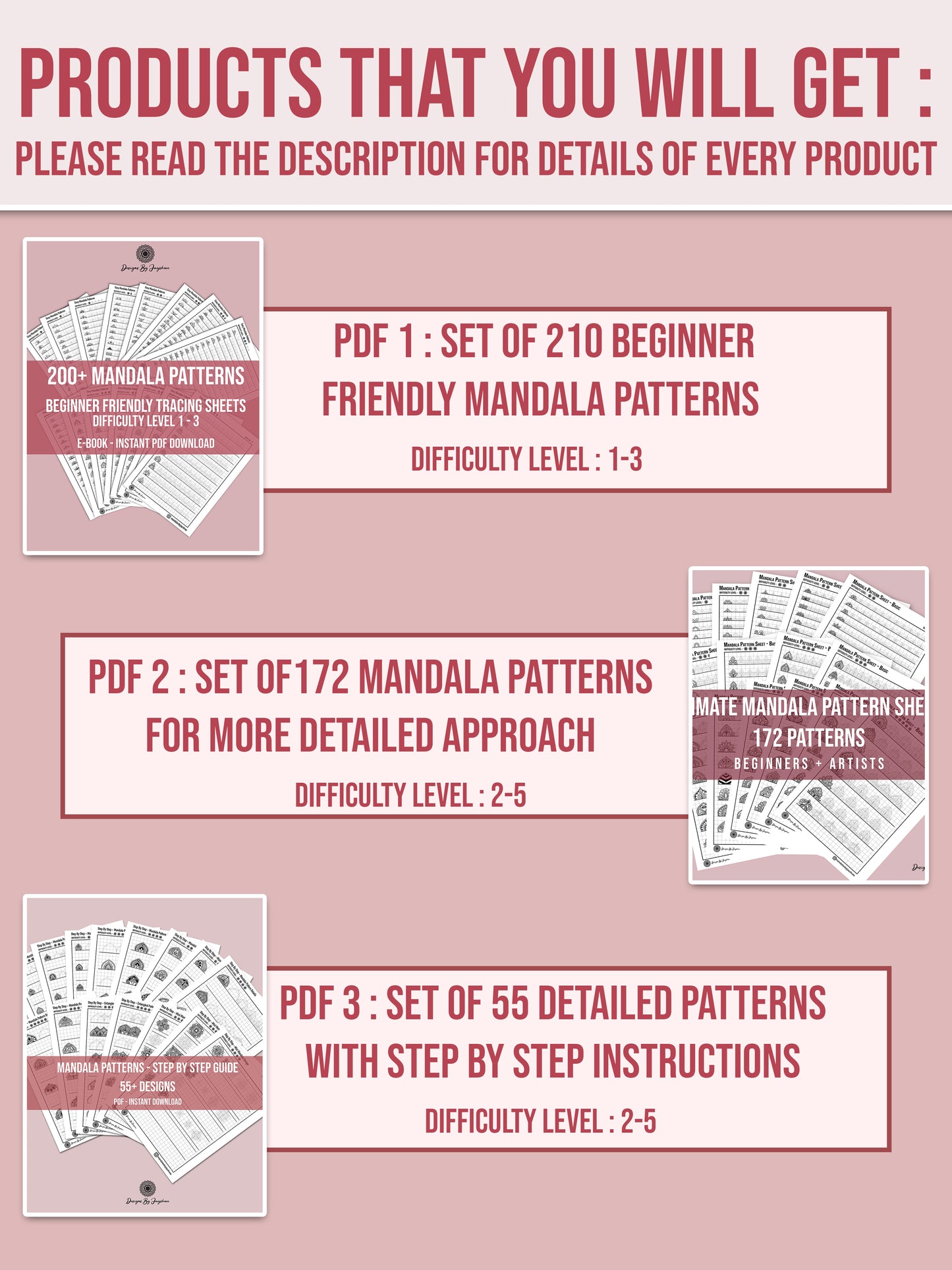 Ultimate Mandala Pattern Bundle - 600+ patterns, 6pdf