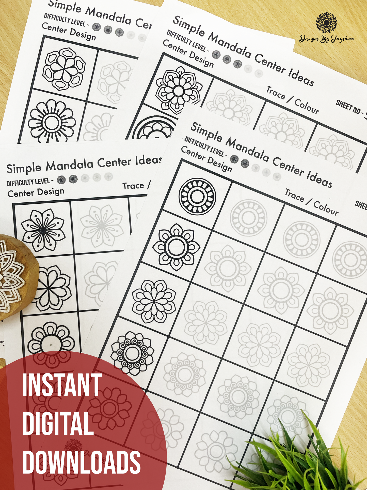 50 Easy Mandala Center Design Ideas, mandala for beginners, mandala tracing and learning pages