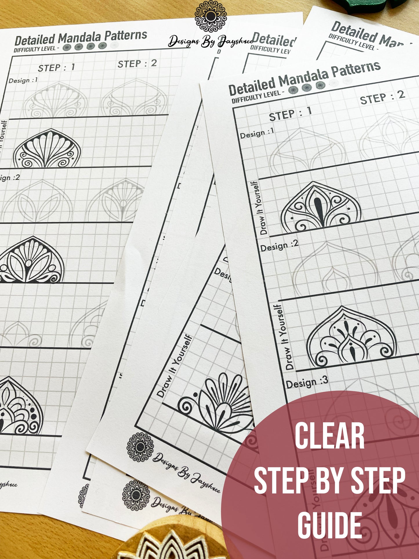 3 Step Detailed Mandala Pattern Sheets - Set of 15 Designs