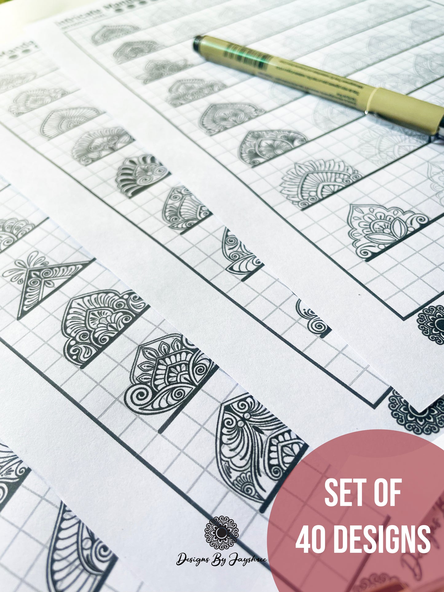 Intricate / Detailed Mandala Pattern Sheets - Set of 40 patterns - Digital Downloads