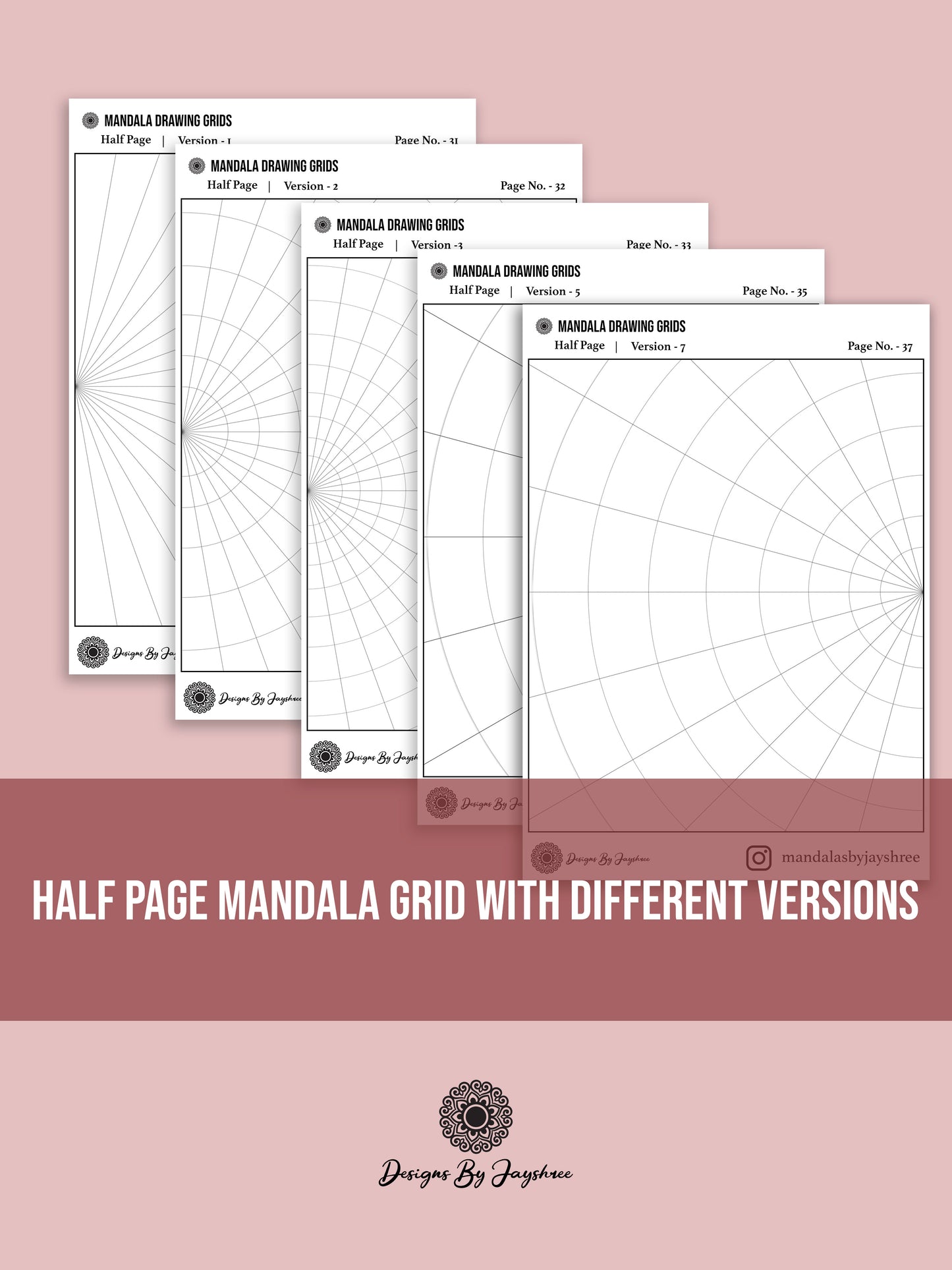 Ultimate Mandala Grid Book | Pre- Made Mandala Grids - Set of 50