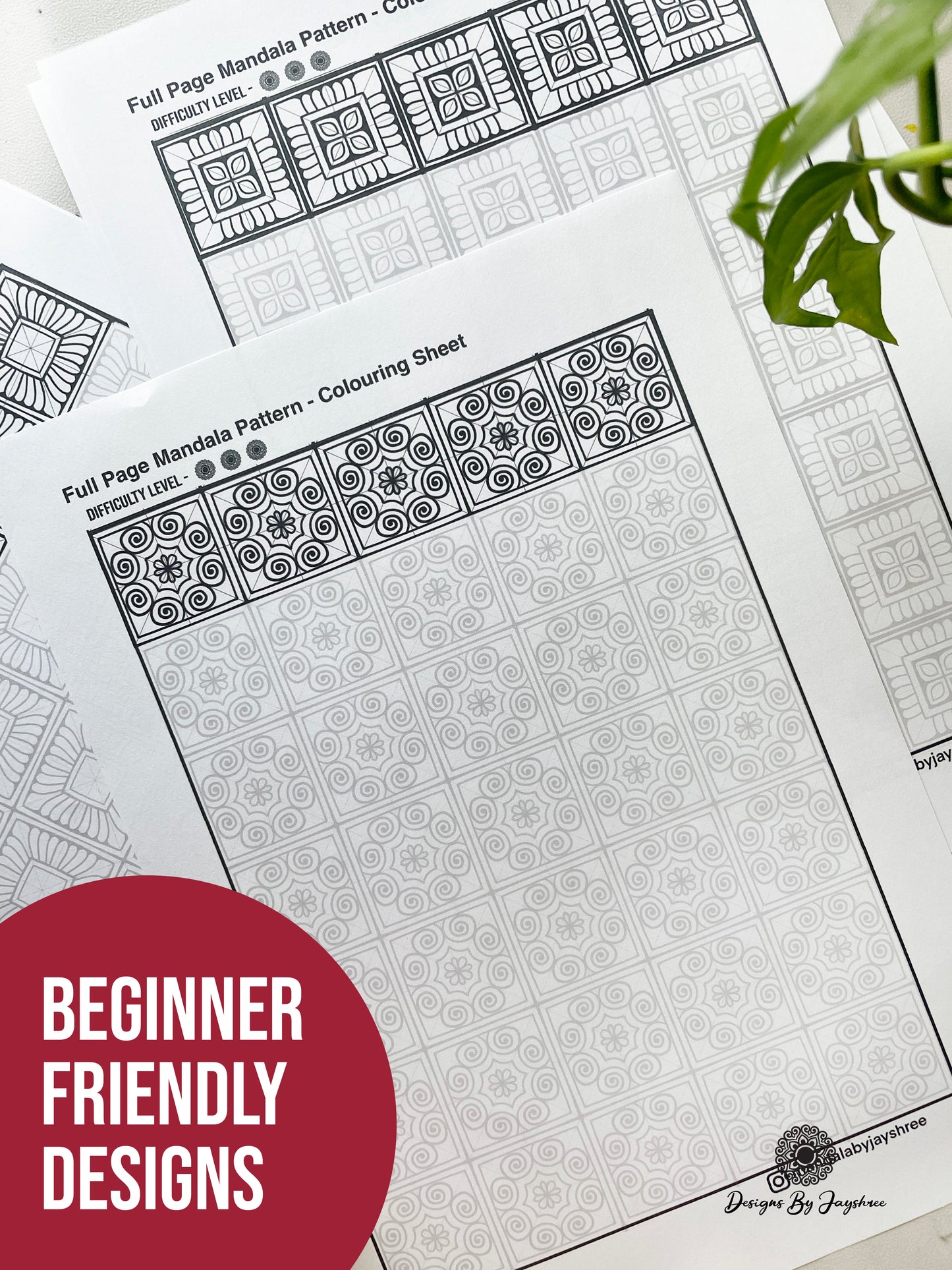 Mandala Full Page Set of 10 - Colouring & Tracing Pages #2