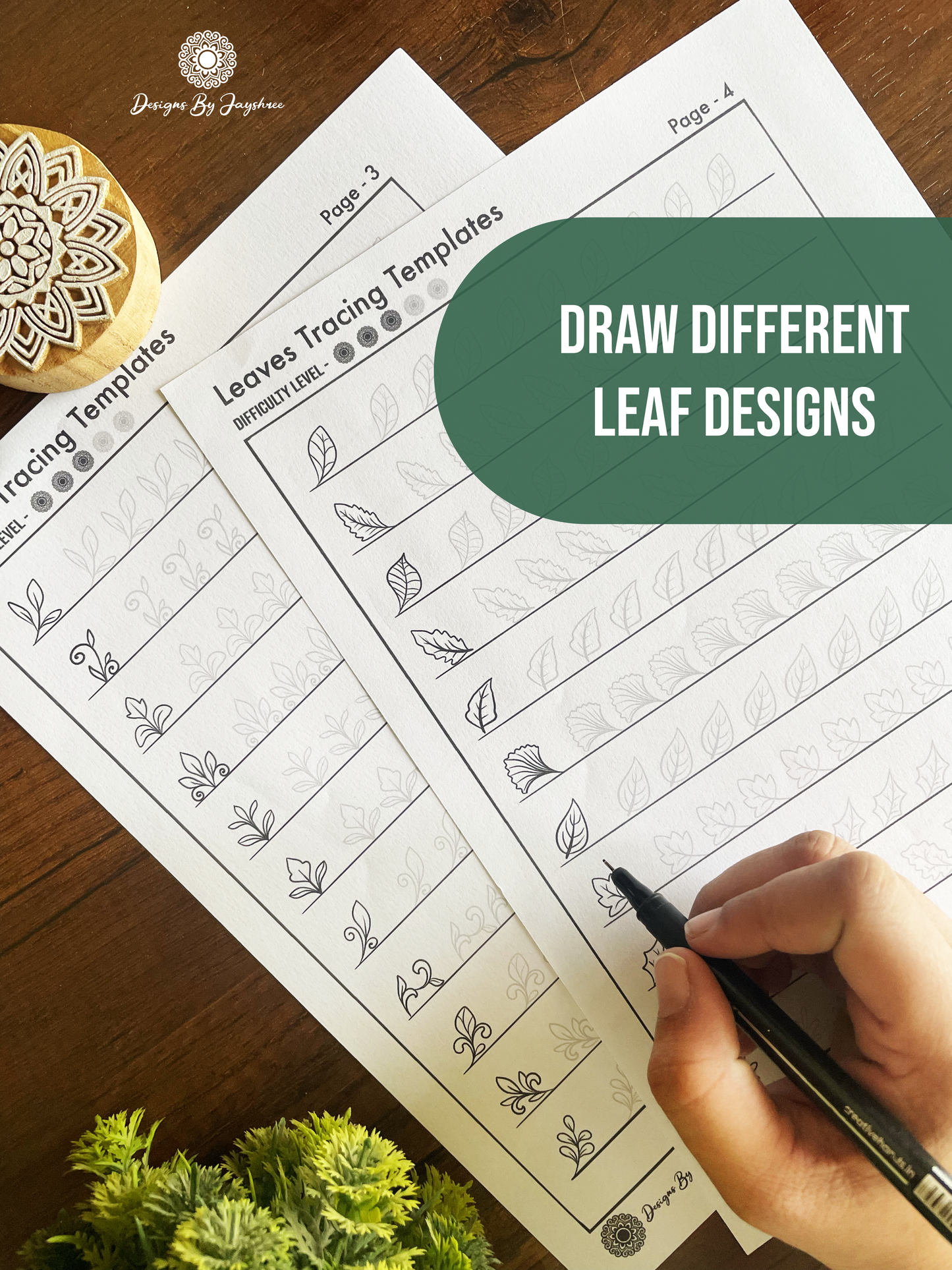 Leaf Design Tracing and Learning Templates 60+ Designs - Beginner Friendly - Digital Downloads