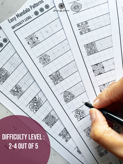 Mandala Pattern Sheets-100+ Mandala Motif Borders for beginners & artists