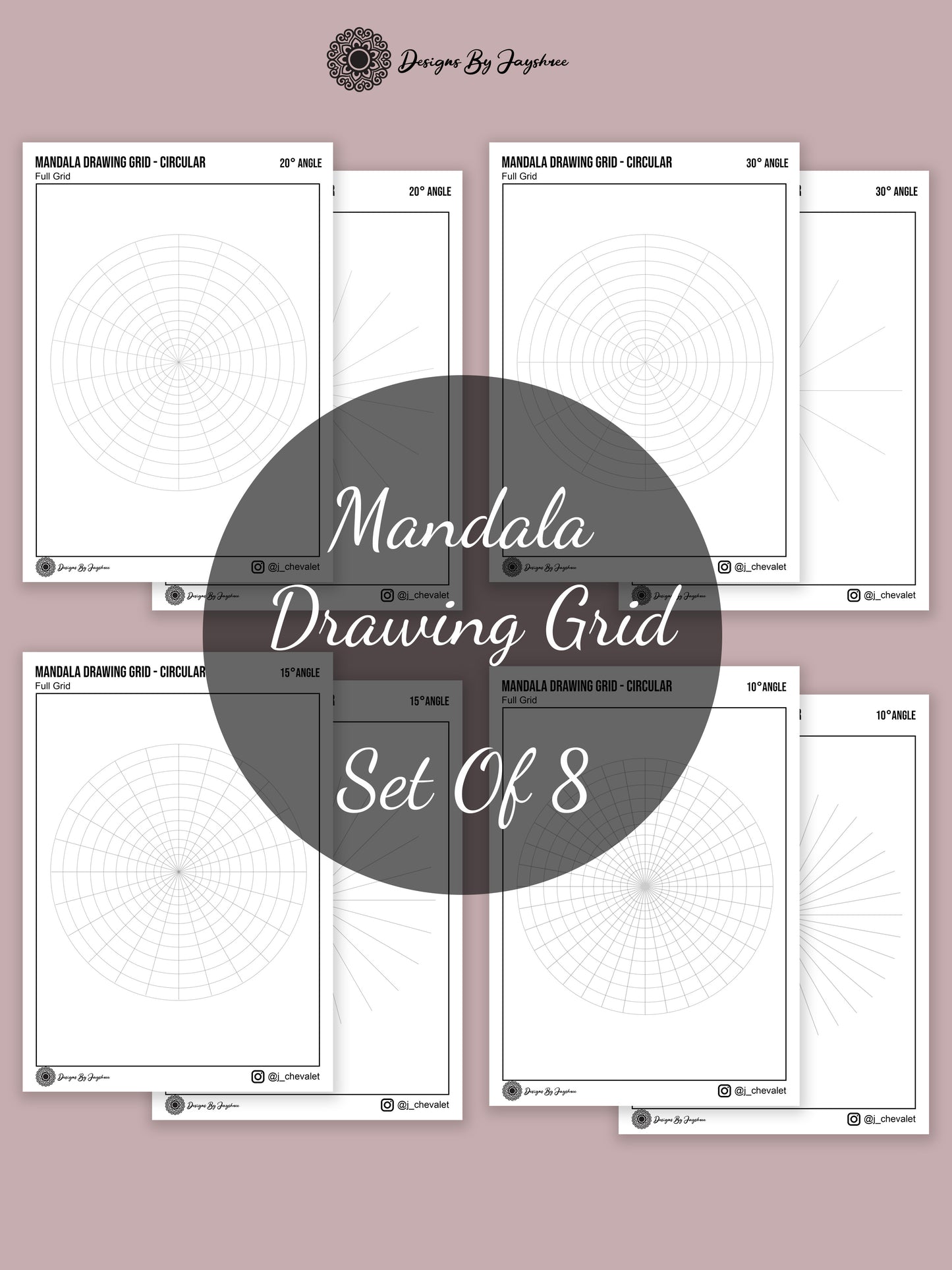 Mandala Drawing Template - Mandala Grid - Set of 8