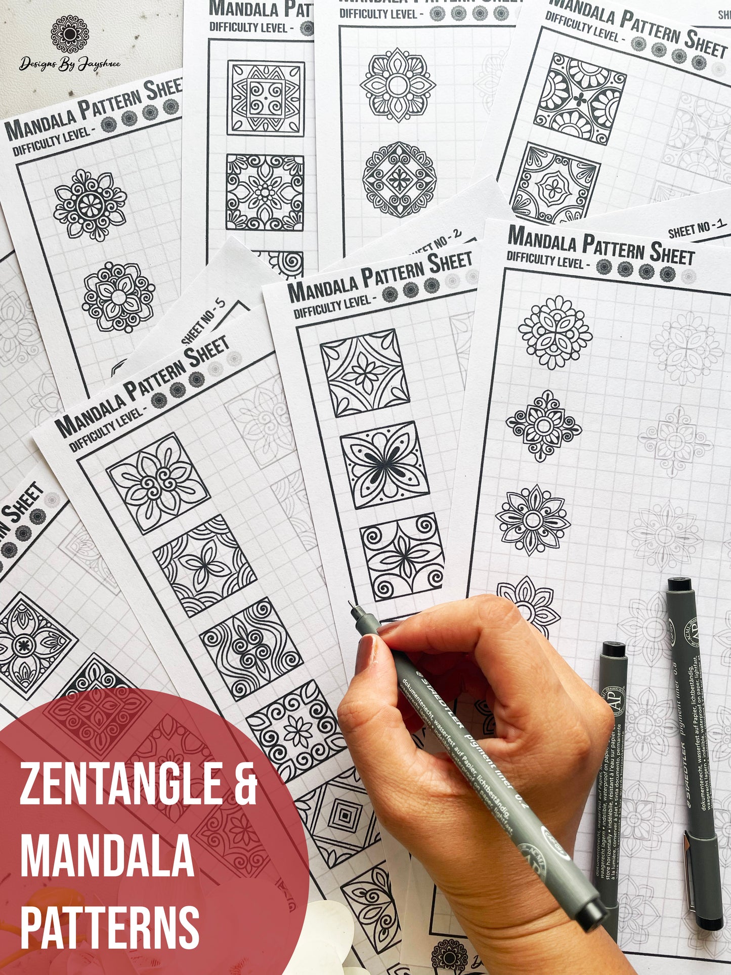 70 Square & Mini Circle Mandala / Zentangle Patterns