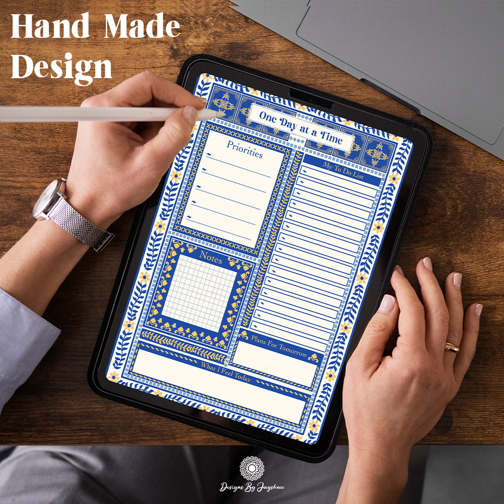 Undated Daily Planner – Handmade Indian Motif Printable & Instant Download Daily Schedule, Planner, Digital Planner, Digital Planner