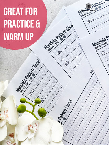 Beginners Mandala Pattern Sheets - Set 1 of 5 | Mandala Tracing Templates