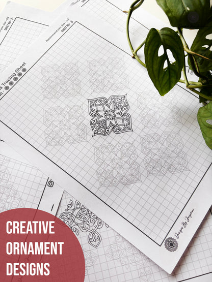 Ornament Mandala Pattern Sheets-5 , Mandala Practice Sheets,Digital Downloads
