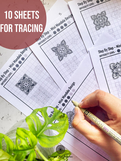 Step By Step - Mini Mandala Tracing Sheets - Beginner Friendly