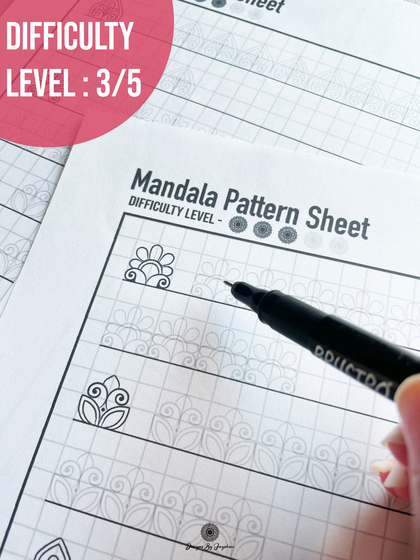 Beginners Mandala Pattern Sheets - Set 3 of 5 | Mandala Tracing Templates