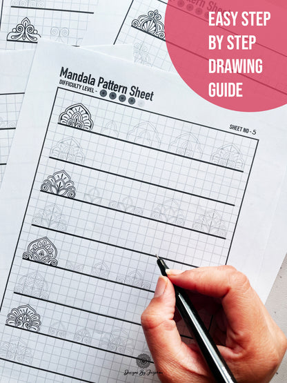 Beginners Mandala Pattern Sheets - Set 4 of 5 | Mandala Tracing Templates