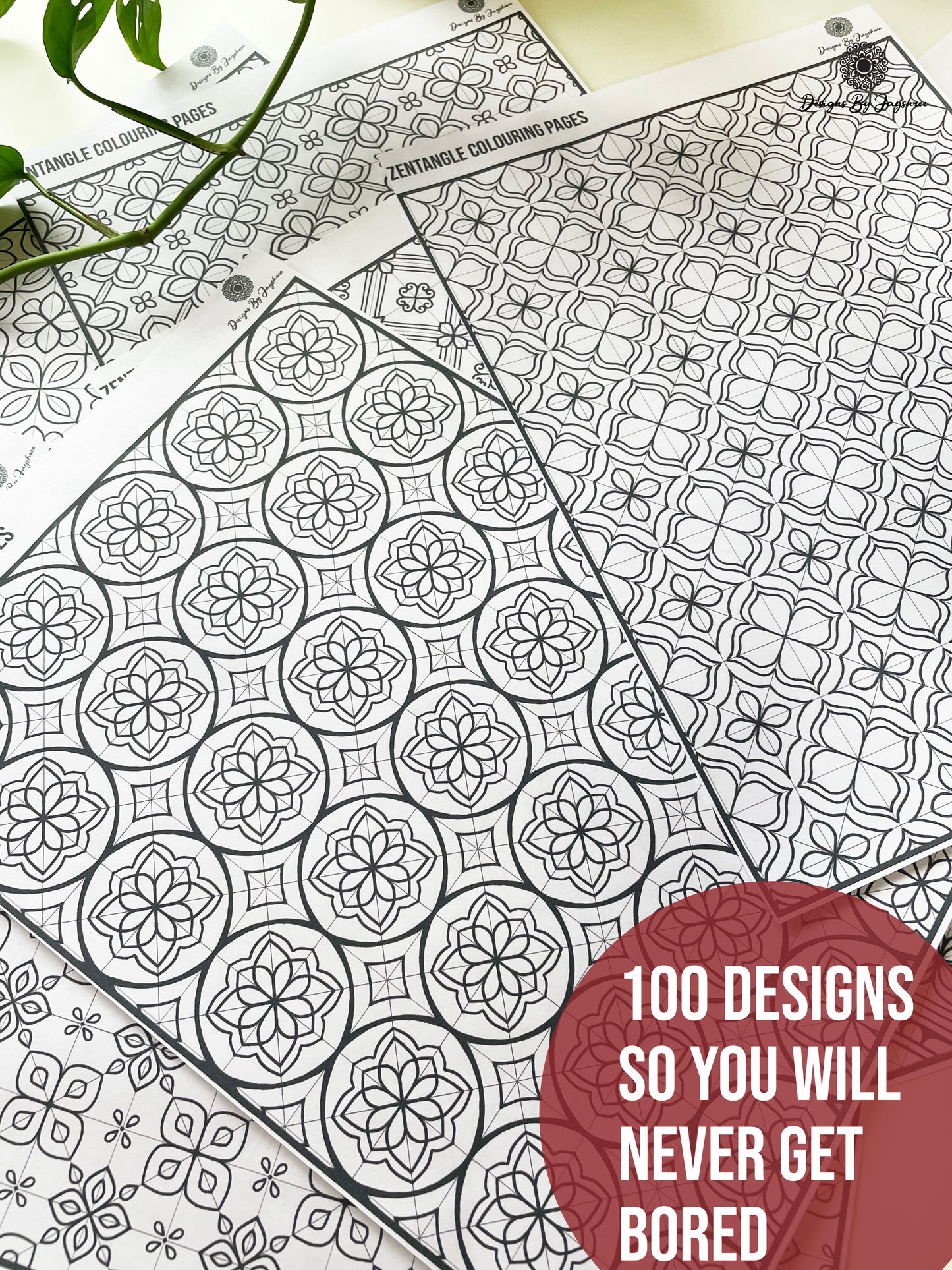 100 Colouring Pages, Zentangle Colouring Pages, Mandala Colouring Page, Adult Colouring Page, Digital Downloads