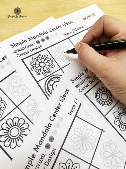 50 Easy Mandala Center Design Ideas, mandala for beginners, mandala tracing and learning pages