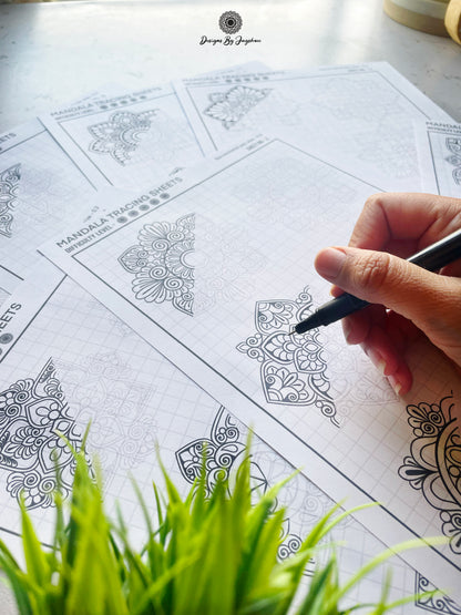 Mini Mandala Tracing Sheets SET OF 7 Sheets  - 21 Mandala Designs
