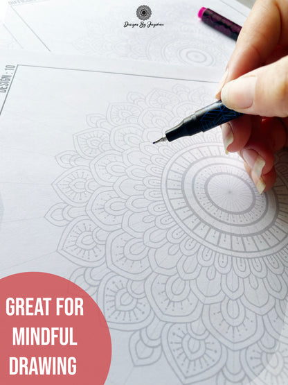 Mandala Colouring & Tracing Pages - Set of 10 Designs - 2 PDFs